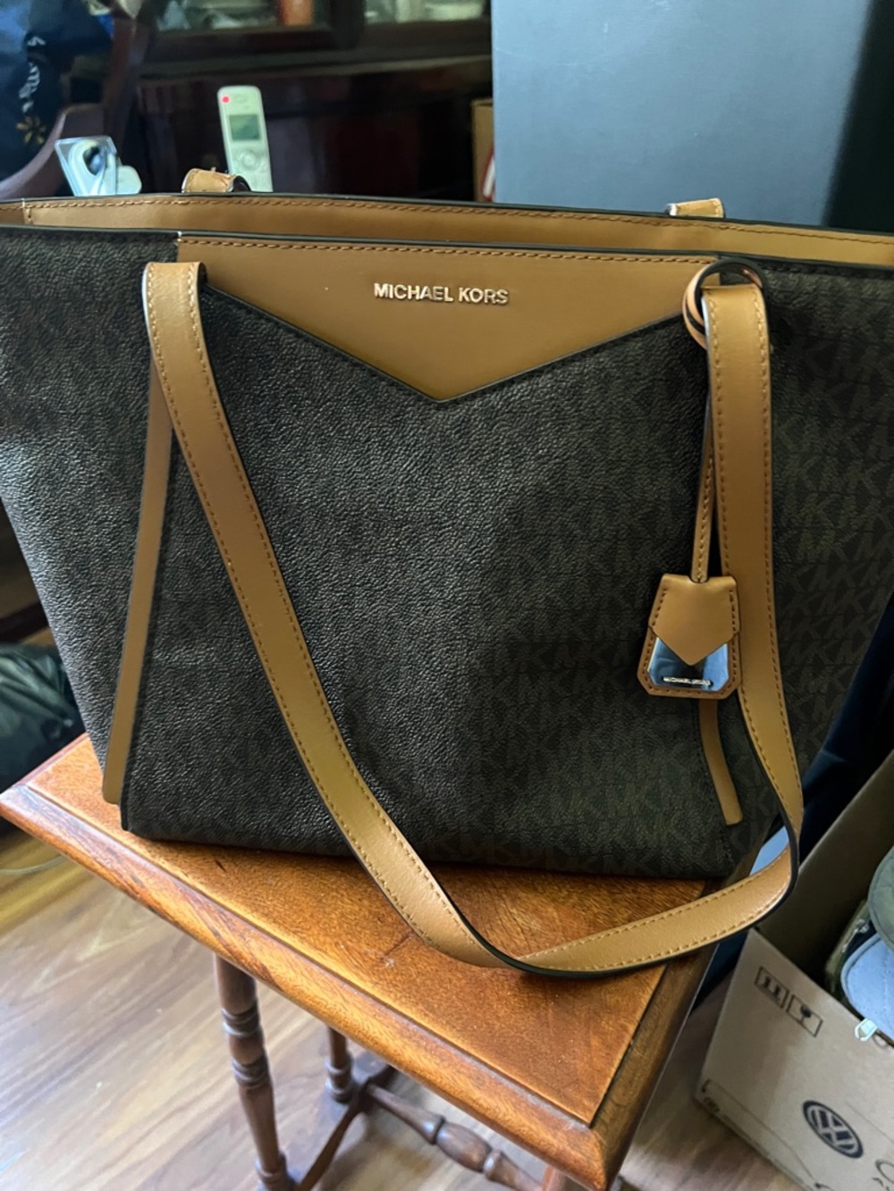 Michael Kors Brown and Tan Logo Tote